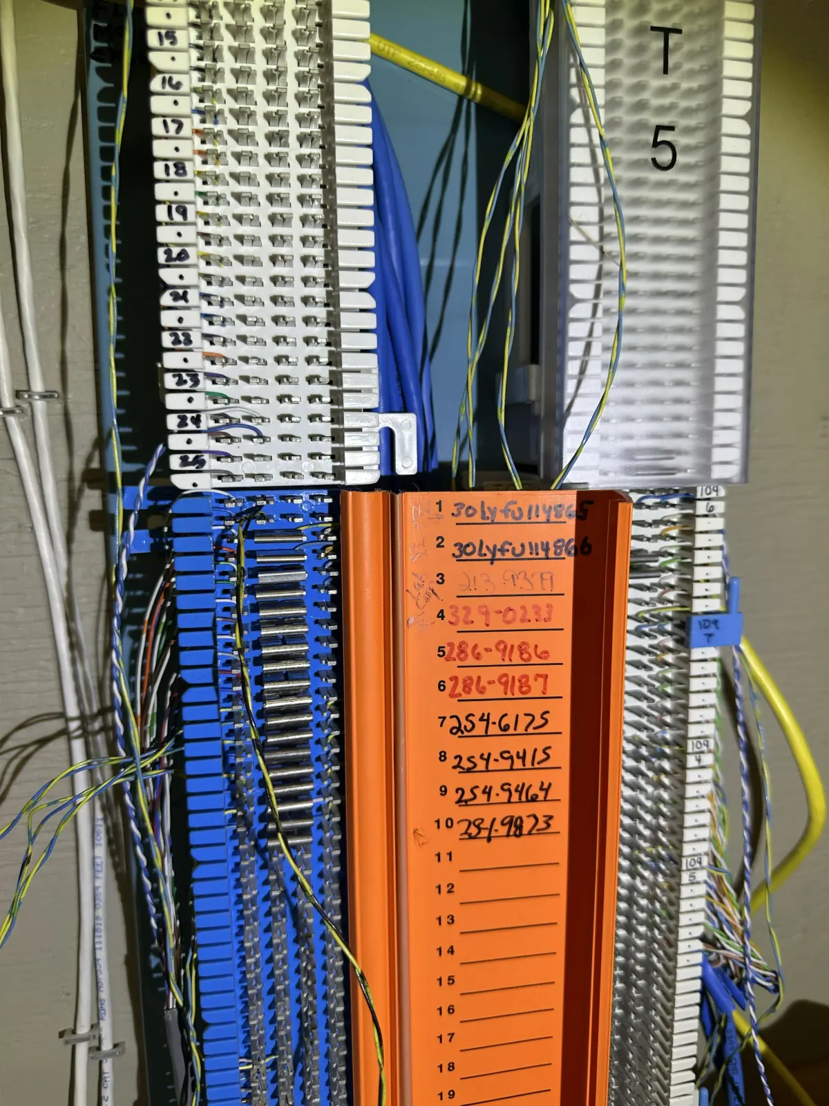 Structured cabling punchdown field