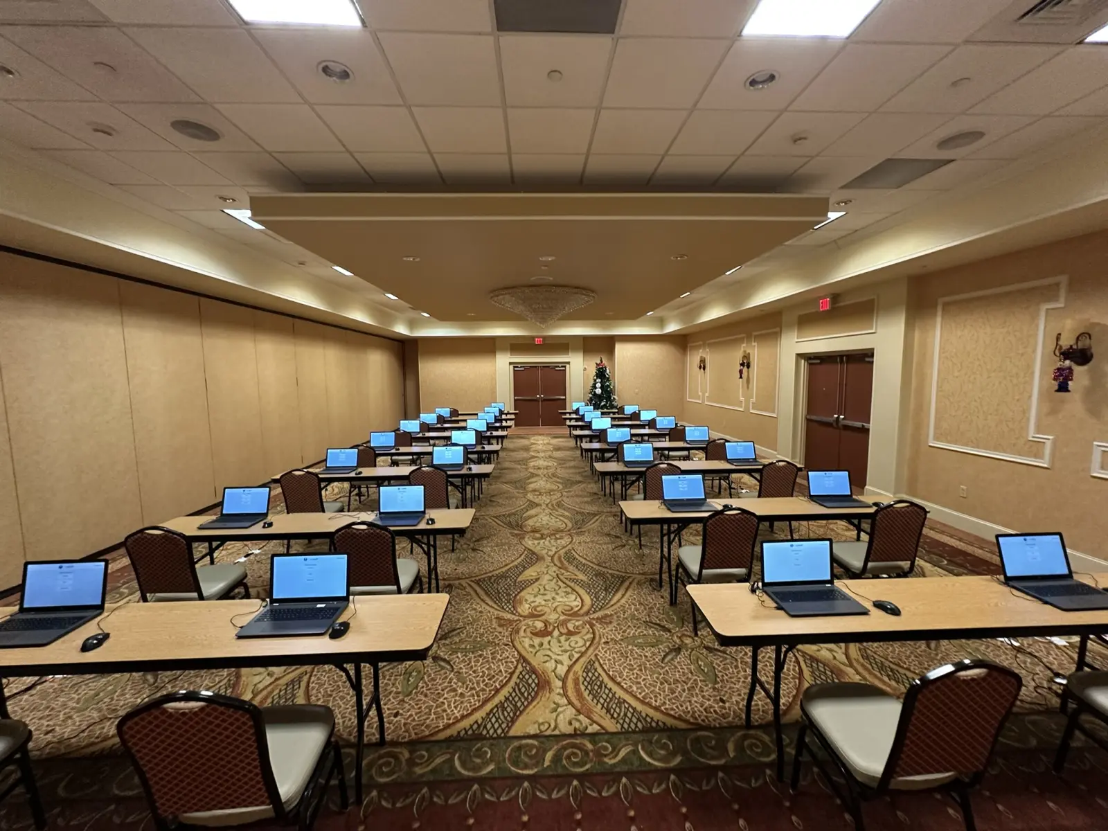 Large-scale laptop staging environment prepared for testing event